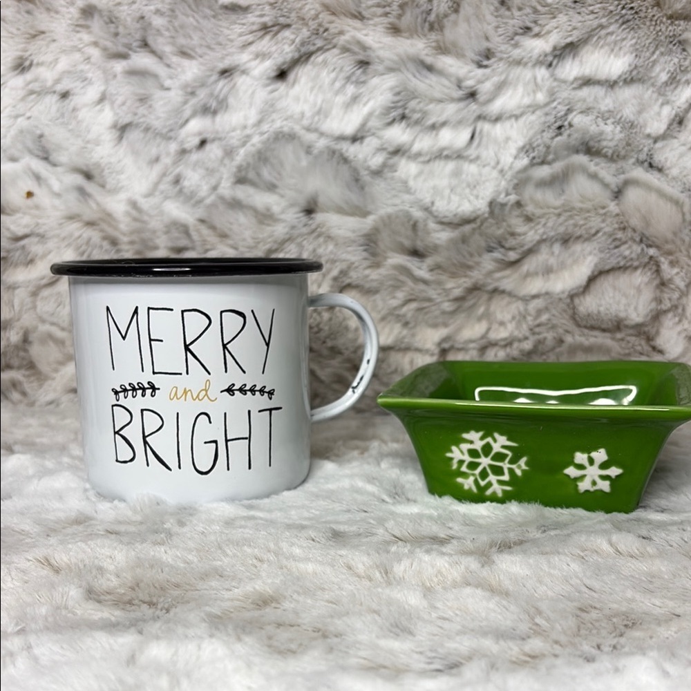 Holiday Tin Mug and Ceramic Square Tray